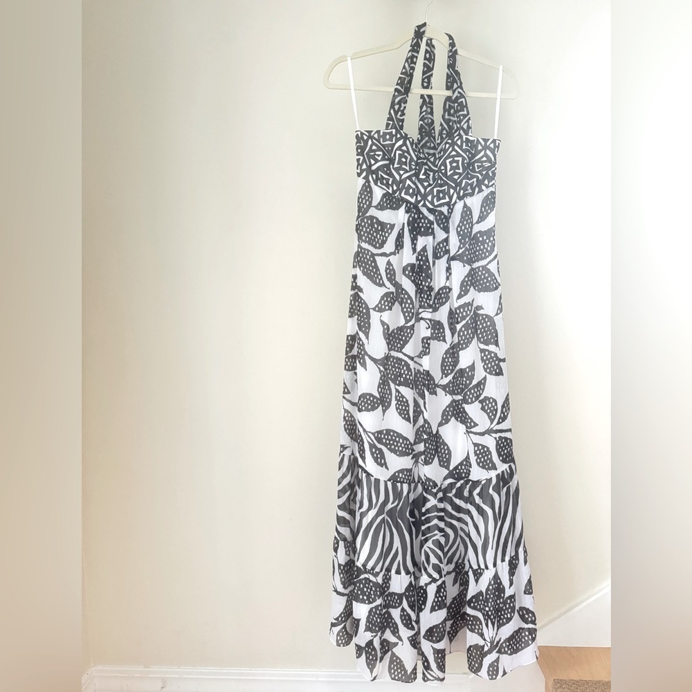 White black long dress